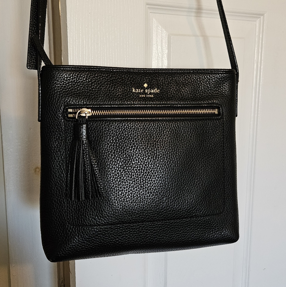 Kate Spade Black Leather Crossbody Purse - Pebbled